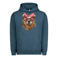 Pigment Midnight Navy mama bear with glasses and bandana Urban Hoodie - Artiststas