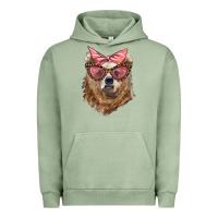 Pigment Oil Green mama bear with glasses and bandana Urban Hoodie - Artiststas