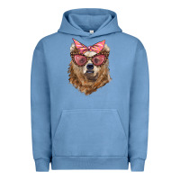 Pigment Pebble Blue mama bear with glasses and bandana Urban Hoodie - Artiststas