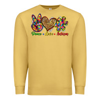 Antique Gold peace love autism Premium Sweatshirt - Zillion Design Studio