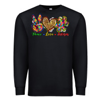 Black peace love autism Premium Sweatshirt - Zillion Design Studio