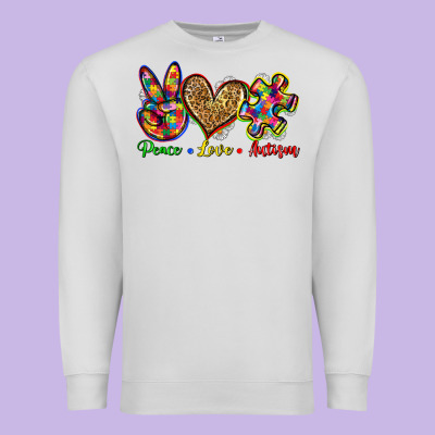 Peace Love Autism Premium Sweatshirt Designed By Zillion Design Studio