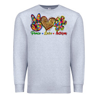 Heather Grey peace love autism Premium Sweatshirt - Zillion Design Studio