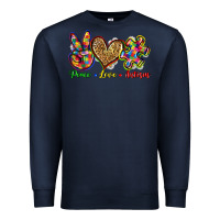 Navy peace love autism Premium Sweatshirt - Zillion Design Studio