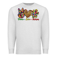 Oatmeal Heather peace love autism Premium Sweatshirt - Zillion Design Studio