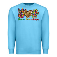 Ocean Blue peace love autism Premium Sweatshirt - Zillion Design Studio