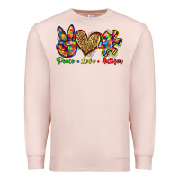 Pale Pink peace love autism Premium Sweatshirt - Zillion Design Studio