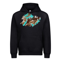 Black cowhide leopard turquoise patch Urban Hoodie - AdoDesignShop