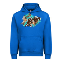Cobalt cowhide leopard turquoise patch Urban Hoodie - AdoDesignShop