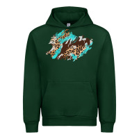 Forest Green cowhide leopard turquoise patch Urban Hoodie - AdoDesignShop
