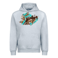 Heather Grey cowhide leopard turquoise patch Urban Hoodie - AdoDesignShop