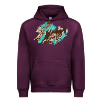 Mauve Wine cowhide leopard turquoise patch Urban Hoodie - AdoDesignShop