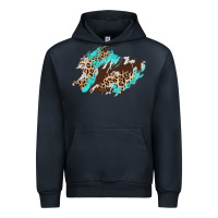 Navy cowhide leopard turquoise patch Urban Hoodie - AdoDesignShop