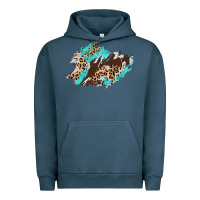 Pigment Midnight Navy cowhide leopard turquoise patch Urban Hoodie - AdoDesignShop