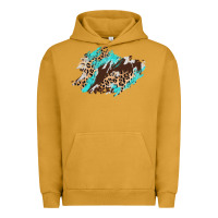 Pigment Peanut Butter cowhide leopard turquoise patch Urban Hoodie - AdoDesignShop