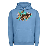 Pigment Pebble Blue cowhide leopard turquoise patch Urban Hoodie - AdoDesignShop