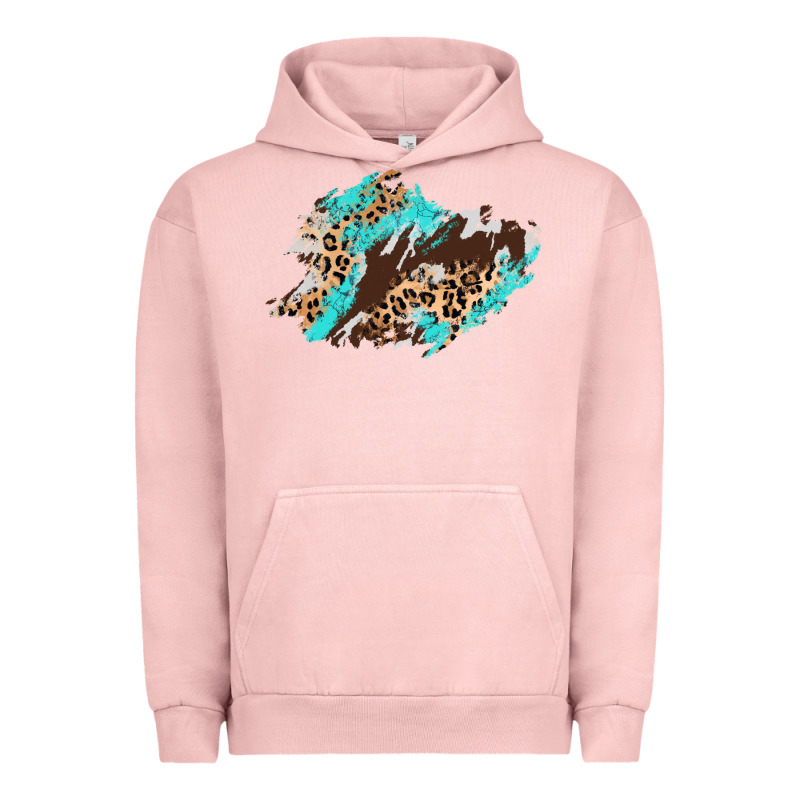 Cowhide Leopard Turquoise Patch Urban Hoodie by AdoDesignShop | Teevron