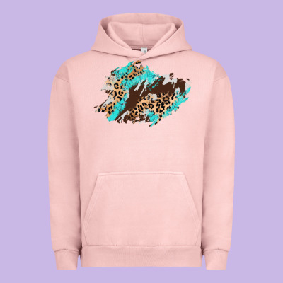 Cowhide Leopard Turquoise Patch Urban Hoodie Designed By Adodesignshop