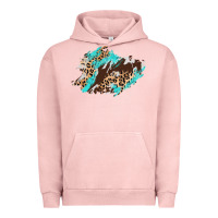 Pigment Salmon cowhide leopard turquoise patch Urban Hoodie - AdoDesignShop