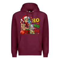 Burgundy Christmas ho ho ho skeleton Premium Hoodie - AdoDesignShop