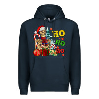 Navy Christmas ho ho ho skeleton Premium Hoodie - AdoDesignShop