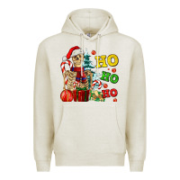 Oatmeal Heather Christmas ho ho ho skeleton Premium Hoodie - AdoDesignShop