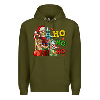 Army Green Christmas ho ho ho skeleton Premium Hoodie - AdoDesignShop