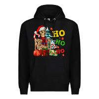 Black Christmas ho ho ho skeleton Premium Hoodie - AdoDesignShop