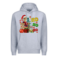 Heather Grey Christmas ho ho ho skeleton Premium Hoodie - AdoDesignShop