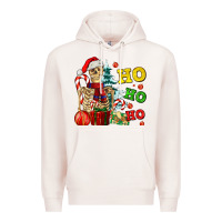 Pale Pink Christmas ho ho ho skeleton Premium Hoodie - AdoDesignShop