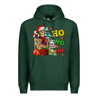 Sports Green Christmas ho ho ho skeleton Premium Hoodie - AdoDesignShop