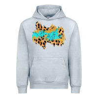 Heather Grey glitter leopard turquoise patch Urban Hoodie - AdoDesignShop
