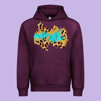 Glitter Leopard Turquoise Patch Urban Hoodie Designed By Adodesignshop