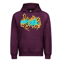 Mauve Wine glitter leopard turquoise patch Urban Hoodie - AdoDesignShop