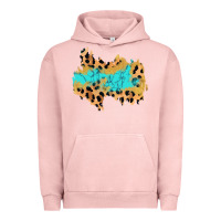 Pigment Salmon glitter leopard turquoise patch Urban Hoodie - AdoDesignShop