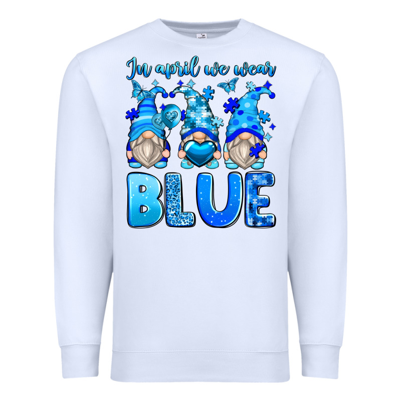 In April We Wear Blue Autism Gnomes Premium Sweatshirt by Zillion Design Studio | Teevron