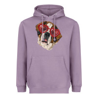 Lavender saint bernard with love glasses Heavyweight Hoodie - RanaPortraitStore