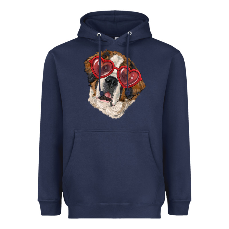 Saint Bernard With Love Glasses Heavyweight Hoodie by RanaPortraitStore | Teevron