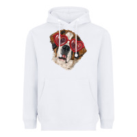 White saint bernard with love glasses Heavyweight Hoodie - RanaPortraitStore
