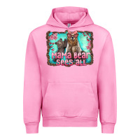 Fuchsia Pink mama bear sees all Urban Hoodie - Artiststas