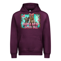 Mauve Wine mama bear sees all Urban Hoodie - Artiststas