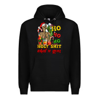 Black Christmas ho ho ho holy shit what a year skeleton Premium Hoodie - AdoDesignShop