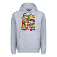 Heather Grey Christmas ho ho ho holy shit what a year skeleton Premium Hoodie - AdoDesignShop