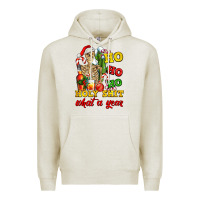 Oatmeal Heather Christmas ho ho ho holy shit what a year skeleton Premium Hoodie - AdoDesignShop
