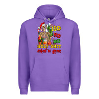 Purple Christmas ho ho ho holy shit what a year skeleton Premium Hoodie - AdoDesignShop