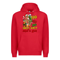 Red Christmas ho ho ho holy shit what a year skeleton Premium Hoodie - AdoDesignShop