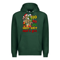 Sports Green Christmas ho ho ho holy shit what a year skeleton Premium Hoodie - AdoDesignShop
