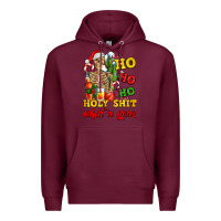 Burgundy Christmas ho ho ho holy shit what a year skeleton Premium Hoodie - AdoDesignShop