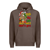Coffee Christmas ho ho ho holy shit what a year skeleton Premium Hoodie - AdoDesignShop