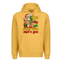 Mustard Christmas ho ho ho holy shit what a year skeleton Premium Hoodie - AdoDesignShop